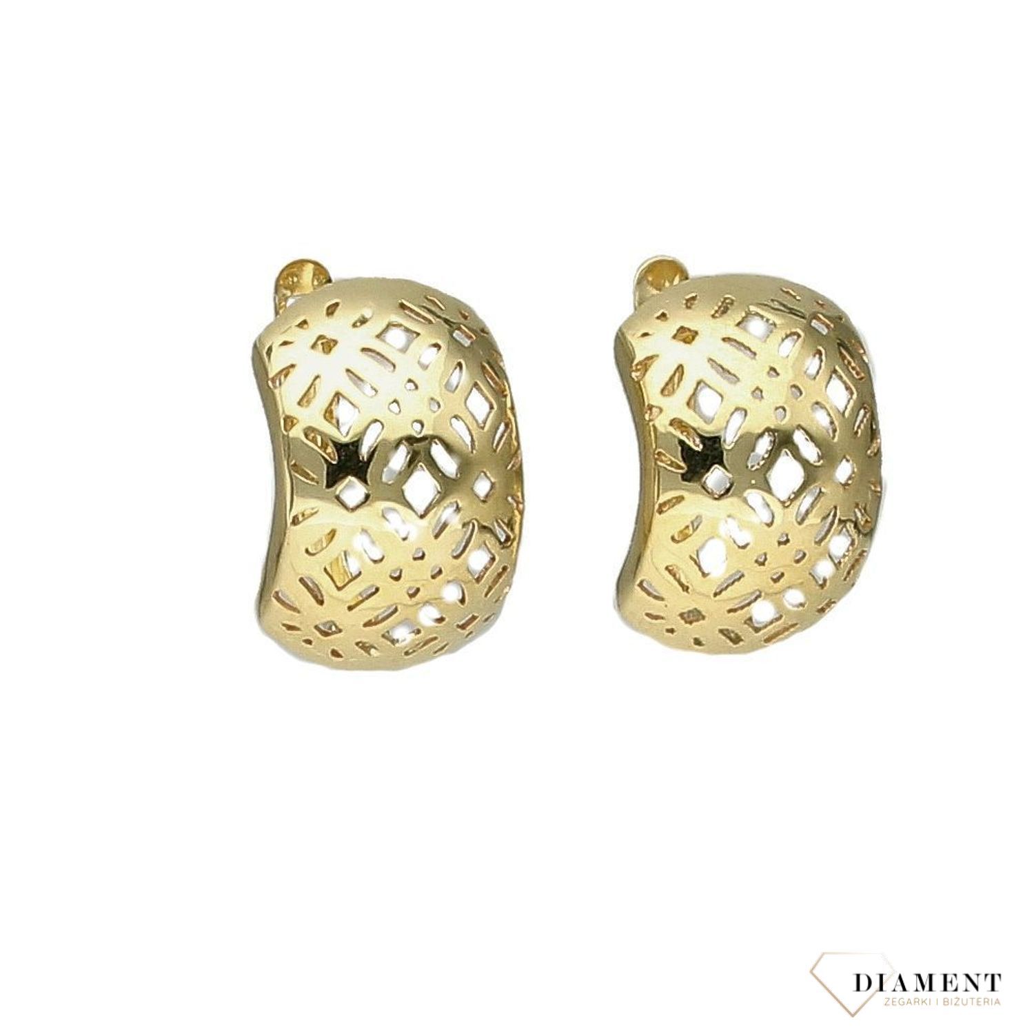 Złote kolczyki koła 333 ażurowa siateczka  KL 9350.jpg